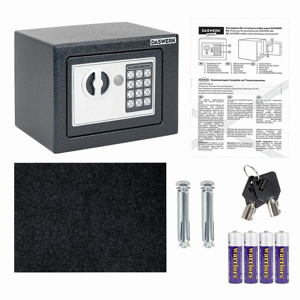 Сейф мебельный DASWERK SC-170EL (170х230х170 мм), электронный замок, графит, 291338 - Вид 12