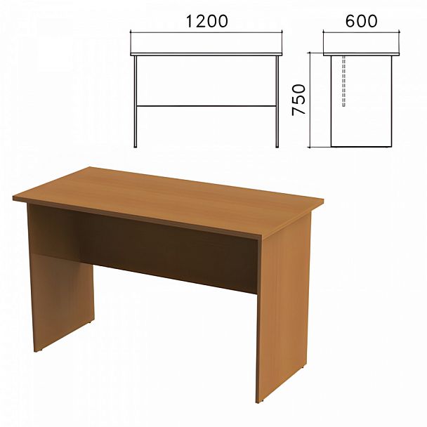 Стол письменный "Монолит", 1200х600х750 мм, цвет орех гварнери, СМ21.3 - Вид 1