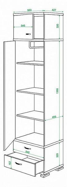 Шкаф для белья Домино КС-10 Венге - Вид 3