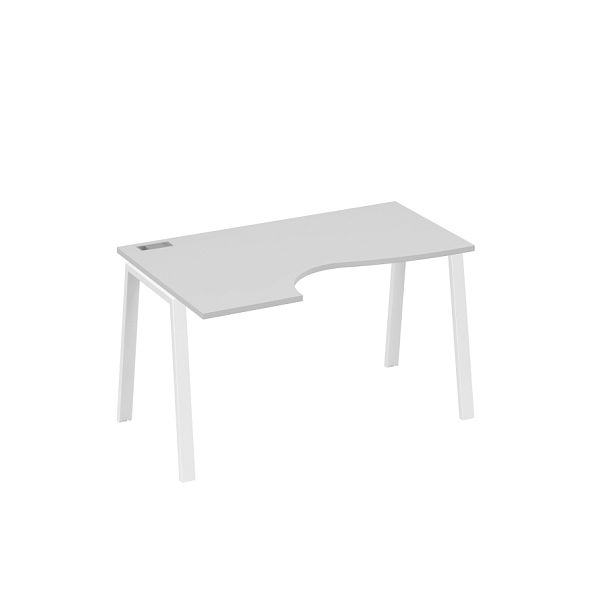 Стол эргономичный левый "Классика" на металлокаркасе TRE A4 А4 Б3 043 БП серый / металлокаркас белый - Вид 1