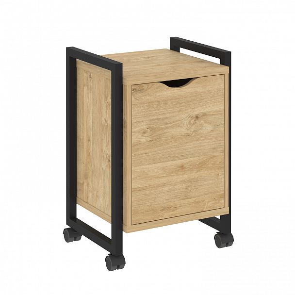 Тумба на колесах "Loft" VR.L-T2.K тиквуд светлый/черный - Вид 1