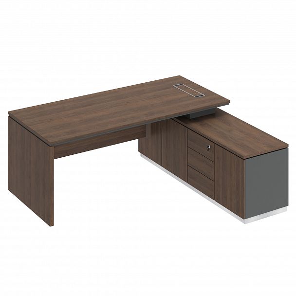 Стол руководителя (опора ДСП) на опорной тумбе (левый/правый) "City" СИ 108 дуб гладстоун/антрацит премиум/дуб гладстоун - Вид 1