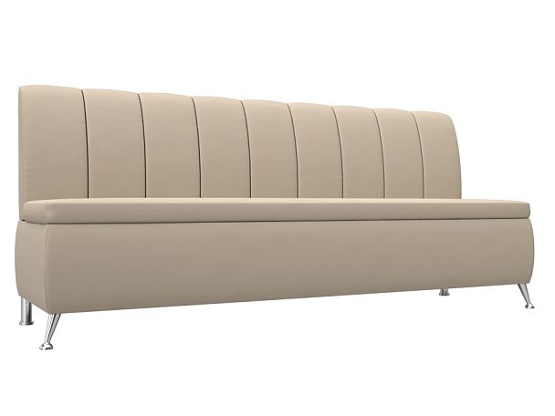 Кухонный прямой диван Кантри (полностью экокожа бежевая) - Вид 1