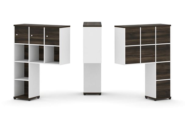 Concept Надставка высокая CN.ONV-003 Дуб Мали/Белый Бриллиант/Металл Черный 1099*350*1486 - Вид 1