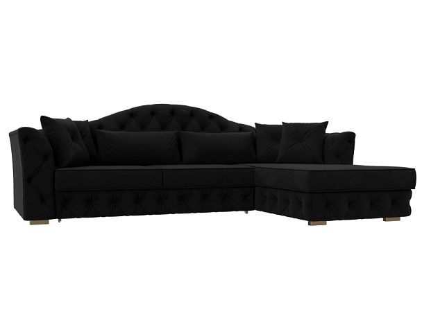 Диван угловой Артис правый угол Микровельвет черный - Вид 1