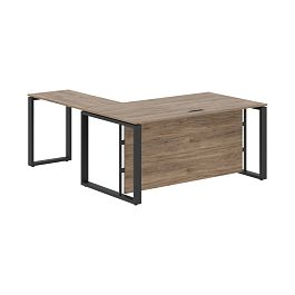 Стол руководителя угловой ECT 1619H Кария Пальмира/Антрацит 1600х1900х750 ENIO - Фото предпросмотра
