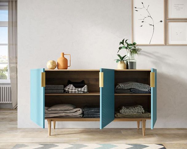 Комод с тремя дверками Line LN02/GR1/blue - Вид 2
