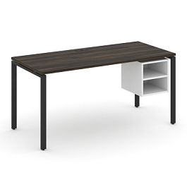 Concept Стол рабочий с подвесной тумбой с 2 открытыми нишами CN.SP-108 Дуб Мали/Белый Бриллиант/Металл Черный 1580*720*750 - Фото предпросмотра