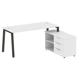 Metal System Р. ст. с тумбой на А-образном м/к БА.РС-СТС-2.4 (R) Белый/Антрацит металл 1700*1520*750 - Фото предпросмотра