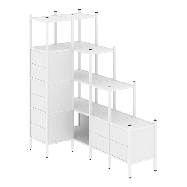 Loft Угловой внутренний стеллаж наборный VR.L-42 Белый бриллиант/Белый металл 862*1694*1869 - Вид 1