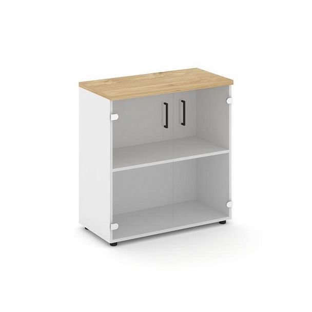 Style Project Шкаф низкий широкий SN.STS.E-302 Белый/Тиквуд Светлый/Прозрачный/Черный Ручки 796*400* - Вид 1