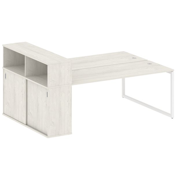 Metal System Quattro Р. ст. с шкафом-купе на О-образном м/к 40БО.РС-СШК-2.5 Т Дуб наварра/Белый металл 2210*1475*1098 - Вид 1