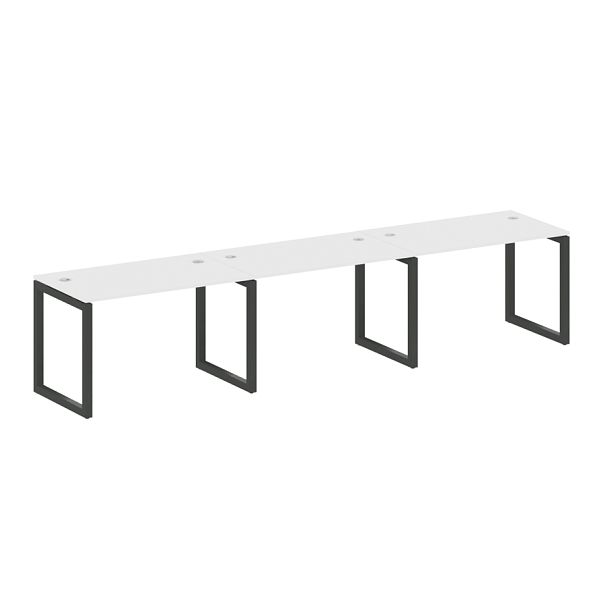 Metal System Quattro Р. ст. на 3 раб. места на О-образном м/к 50БО.СМ-3.2 Белый/Антрацит металл 3600*720*750 - Вид 1