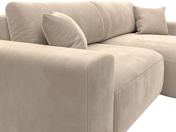 Диван угловой Лига-036 Классик правый угол Велюр бежевый - Вид 4