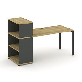Concept Стол рабочий с опорным стеллажом с надставкой низ. CN.SP-209 Дуб Винченцо/Антрацит/Металл Антрацит 1400*720*1140 - Фото предпросмотра