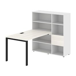 Стол-стеллаж EURST 1213 Ясень Траун/Черный/Белый 1790х1250х1355 EDIS - Фото предпросмотра