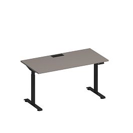 Стол письменный на электроприводе с заглушкой Elevo А2 ЧР 003 МП мокко премиум / черный гладкий - Фото предпросмотра