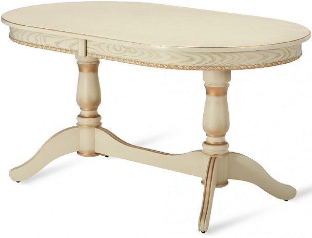 Стол деревянный раздвижной Барэнт 150(190)х90х76 Слоновая кость с золотой патиной - Вид 3