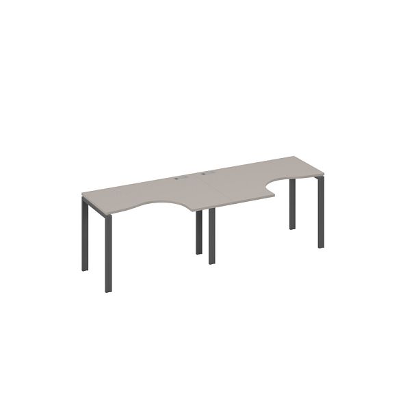 Рабочая станция UNO (2х120) столы Классика эргономичные A4 А4 Б1 031-2 БП мокко премиум / металлокаркас антрацит - Вид 1