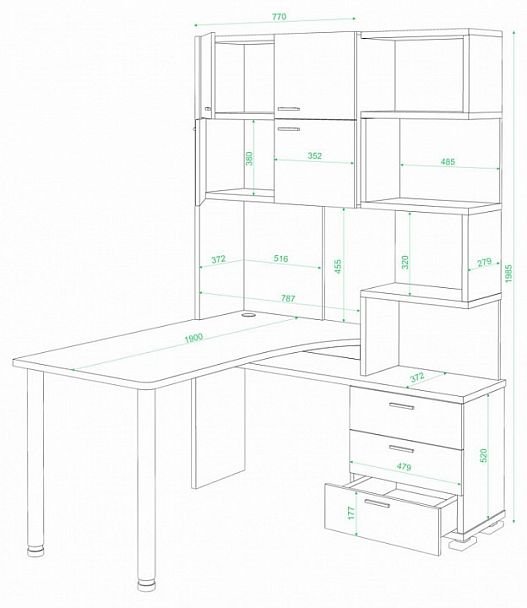 Стол компьютерный Домино СР-500М/190 Белый/Шамони правый - Вид 2