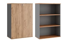 Шкаф средний закрытый Tess 90x45x135 дуб крафт золотой - Фото предпросмотра