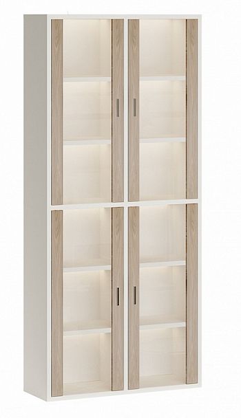 Шкаф-витрина Домино СУ(ш2в2)+4ФС Белый/Нельсон - Вид 1