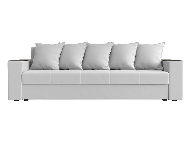 Диван прямой Дубай Лайт полки слева (полностью экокожа белая) - Вид 2