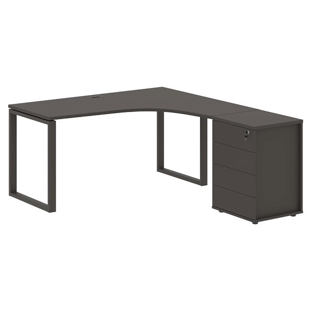 Стол эргономичный с тумбой EQCET 1518(R) Мокко/Мокко 1560х1880х750 EDIS - Вид 1