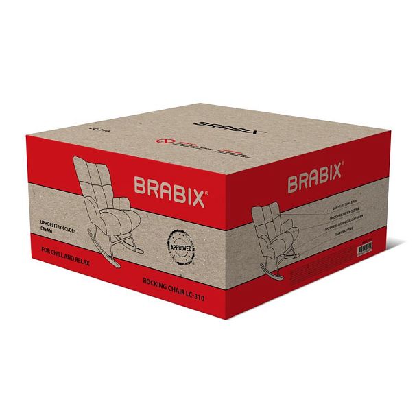 Кресло-качалка BRABIX "Rock LC-310", фактурная ткань букле (экомех), кремовое, 533150 - Вид 9