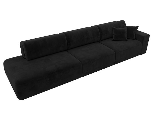 Диван прямой Лига-036 Модерн Лонг подлокотник справа Велюр черный - Вид 6