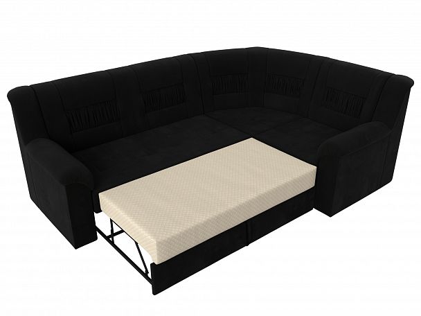 Угловой диван Карелия правый (полностью микровельвет черный) - Вид 6