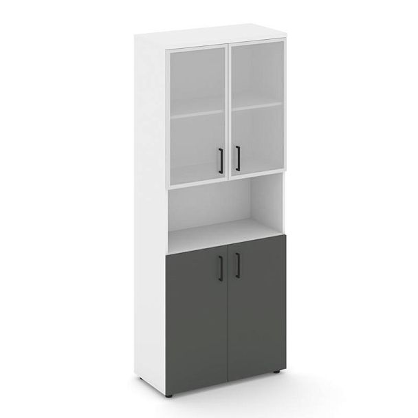 Style Project Шкаф высокий широкий SN.STS.E-106 Белый/Белый/Антрацит/Черный Ручки 796*400*1982 - Вид 1