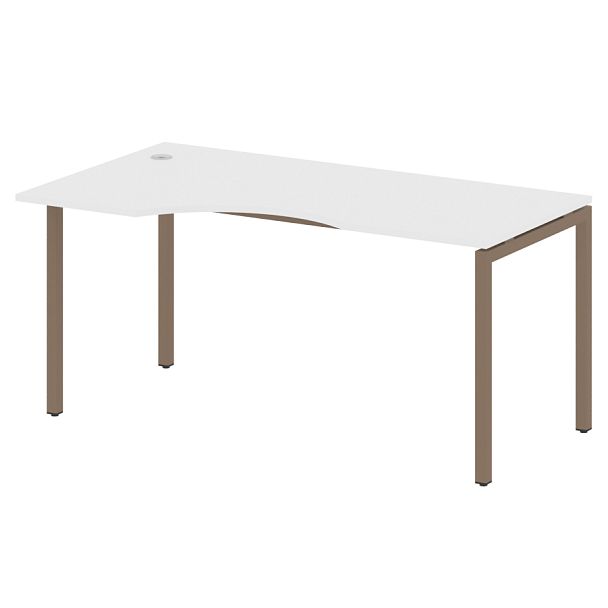 Metal System Quattro Стол криволинейный левый на П-образном м/к 40БП.СА-1 (L) Белый/Мокко металл 1600*900*750 - Вид 1