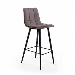 Стул барный UNO, бархат антрацит 14/ чёрный конус - Фото предпросмотра