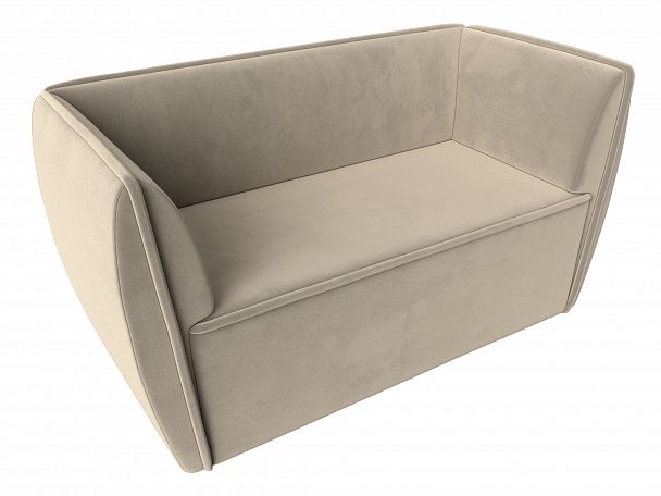 Прямой диван Бергамо 2-х местный (полностью микровельвет бежевый) - Вид 5