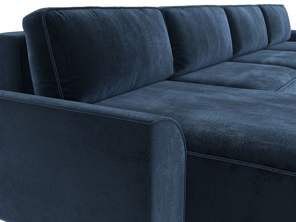 Диван п-образный Лига-048 НПБ лонг Велюр синий - Вид 4