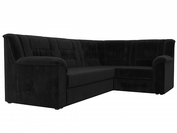 Угловой диван Карелия правый (полностью велюр черный) - Вид 3
