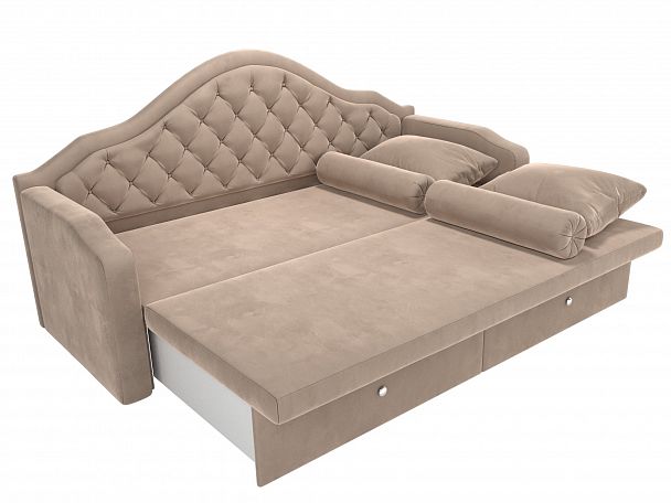 Прямой диван софа Сойер (полностью велюр бежевый) - Вид 7