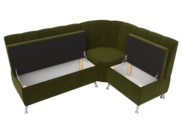 Кухонный угловой диван Кантри правый (полностью микровельвет зеленый) - Вид 6