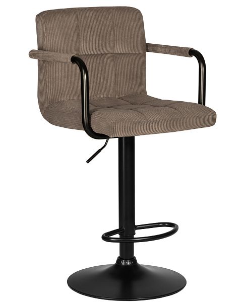 Стул барный DOBRIN KRUGER ARM BLACK (какао вельвет (LAR-E2041-05)) - Вид 1