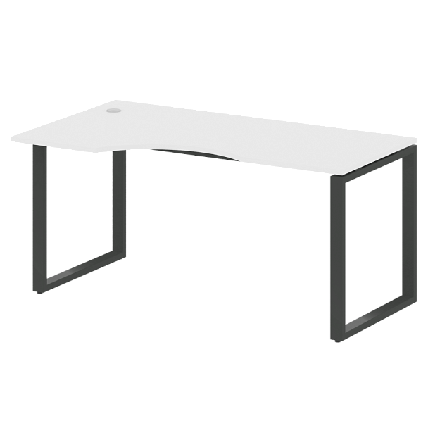 Metal System Стол криволинейный левый на О-образном м/к БО.СА-1 (L) Белый/Антрацит металл 1600*900*750 - Вид 1