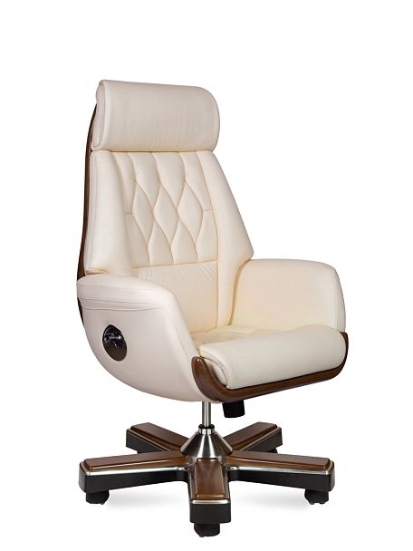 Кресло Трон / слоновая кость кожа - Вид 1