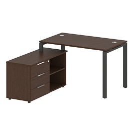 Metal System Р. ст. с тумбой на П-образном м/к БП.РС-СТС-2.2 (L) Венге/Антрацит металл 1300*1520*750 - Фото предпросмотра