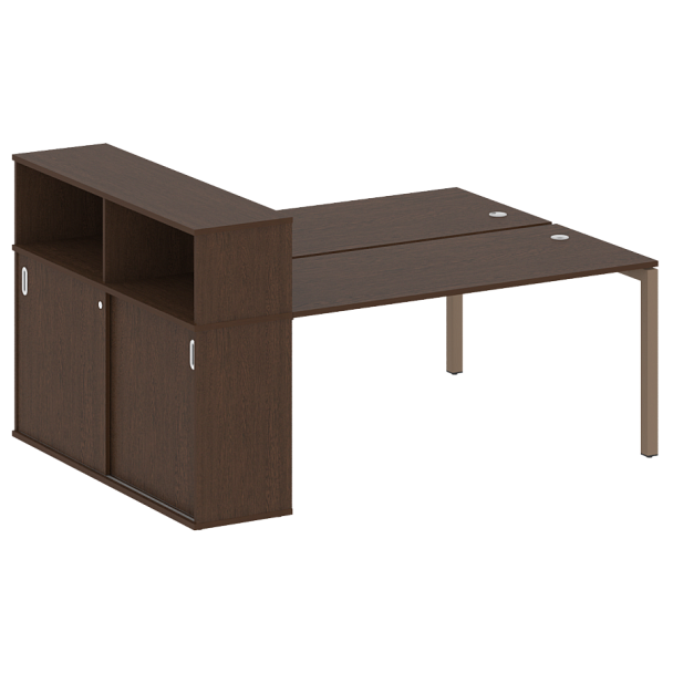 Metal System Quattro Р. ст. с шкафом-купе на П-образном м/к 50БП.РС-СШК-2.4 Т Венге/Мокко металл 2010*1475*1098 - Вид 1