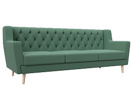 Диван кухонный прямой Брайтон 3 Люкс Рогожка зеленый - Фото предпросмотра