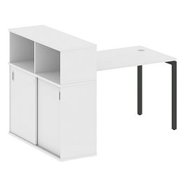 Metal System Quattro Стол письменный с шкафом-купе на П-образном м/к 40БП.РС-СШК-3.2 Т Белый/Антрацит металл 1610*1120*1098 - Фото предпросмотра