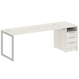 Metal System Quattro Р. ст. с тумбой на О-образном м/к 40БО.РС-СТП-1.5 Дуб наварра/Серый металл 2212*720*750 - Фото предпросмотра