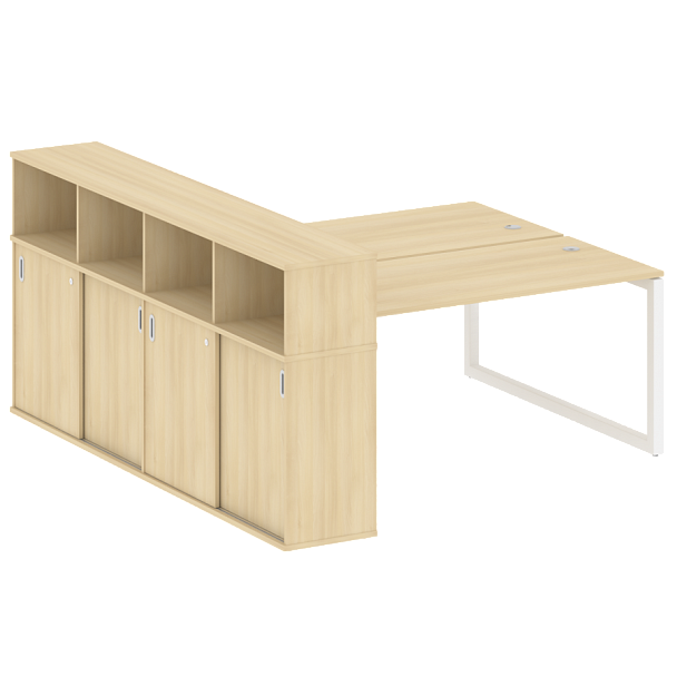 Metal System Quattro Р. ст. с шкафом-купе на О-образном м/к 50БО.РС-СШК-4.4 Т Акация/Белый металл 2010*2332*1098 - Вид 1