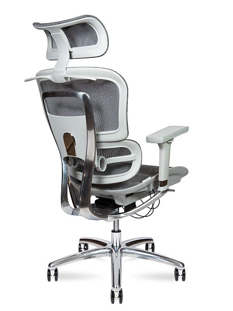 Кресло офисное / Kron aluminium grey / серый пластик / серая сетка / алюминевая база - Вид 4