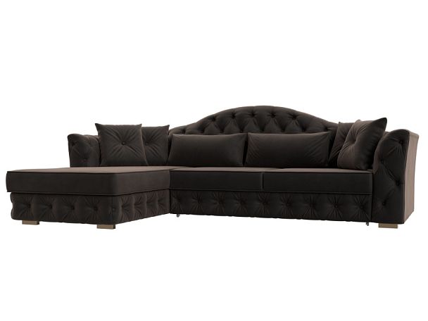 Диван угловой Артис левый угол Велюр коричневый - Вид 1